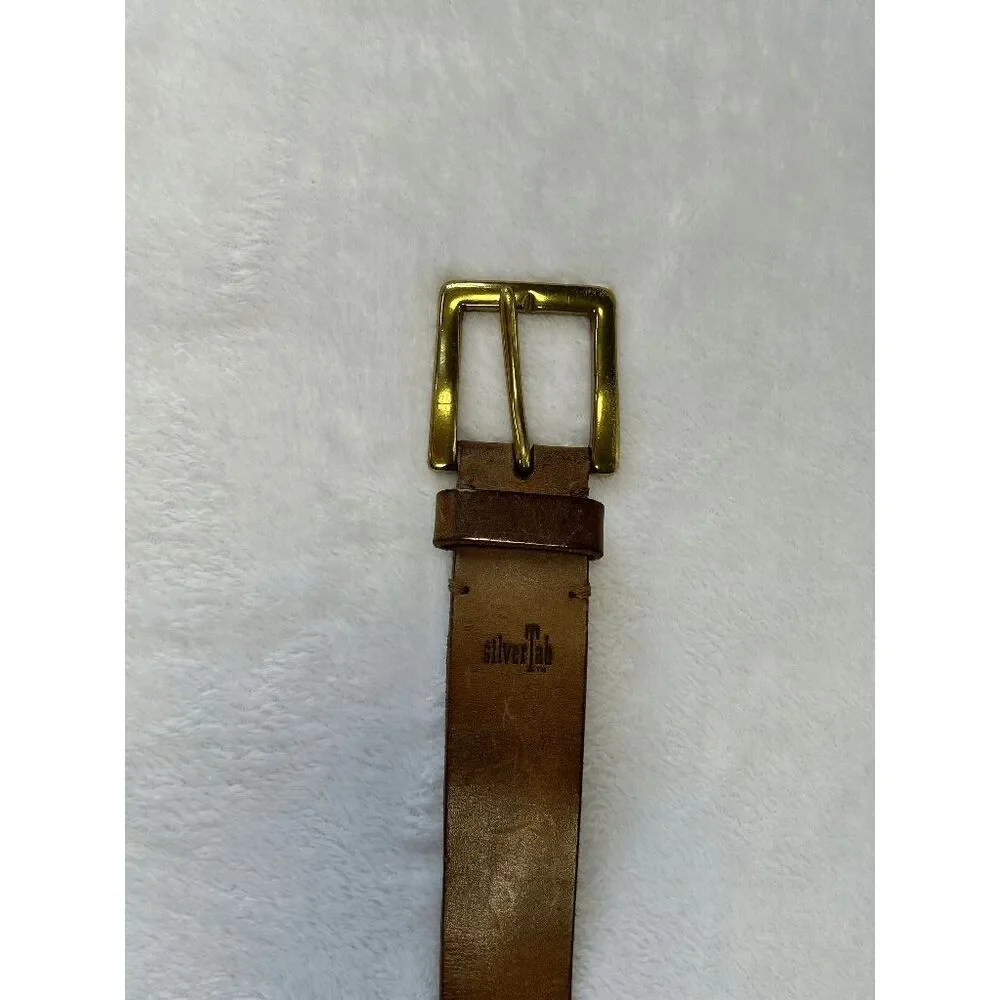 Men's Levi SilverTab Top Grain Leather Belt Size 34/85 Solid Brass Buckle